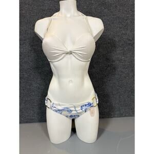 Victoria’s Secret Bikini Set White Push Up Halter Top & Bottom Swimwear M
